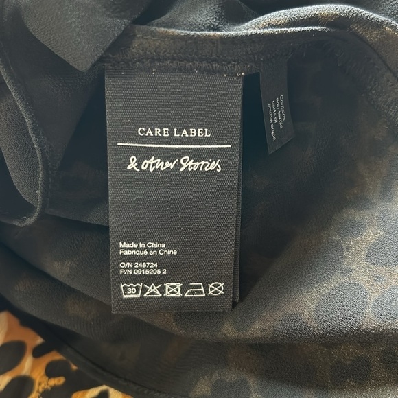 & OTHER STORIES Smocked Button Up Midi Dress Leopard Print Lined Sz 8 - Picture 14 of 14